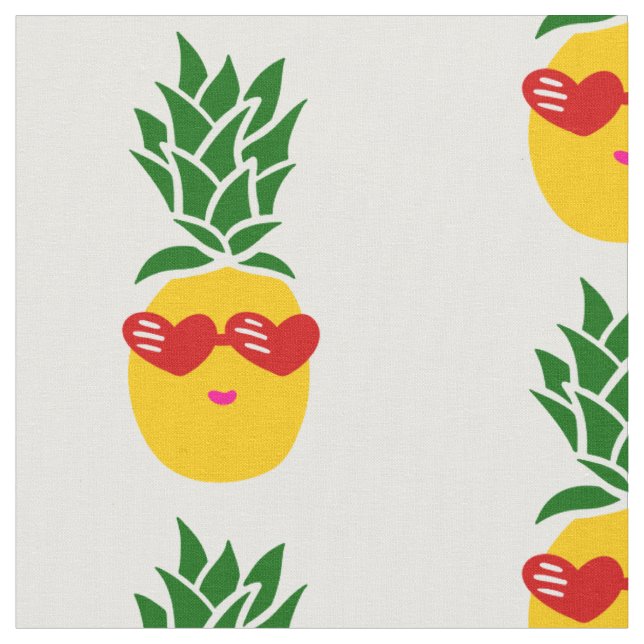 heart shaped sunglasses pineapple red fabric (Close Up)