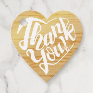 Heart shaped thank you in 8 languages calligraphy favour tags