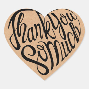 Heart shaped thank you so much in 4 languages heart sticker