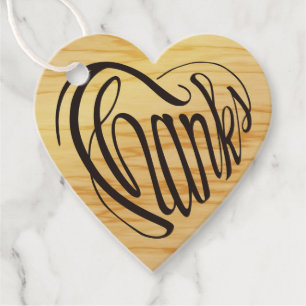 Heart shaped thanks in 6 languages favour tags