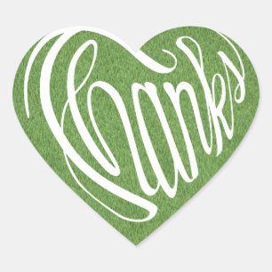 Heart shaped thanks in 6 languages heart sticker