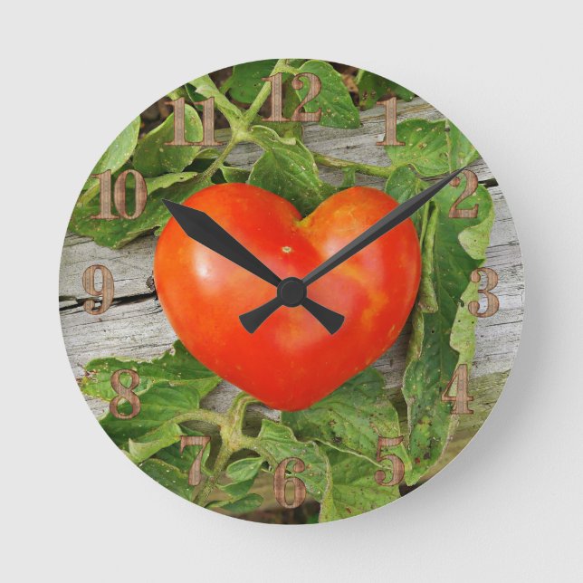Heart Shaped Tomato Round Clock (Front)
