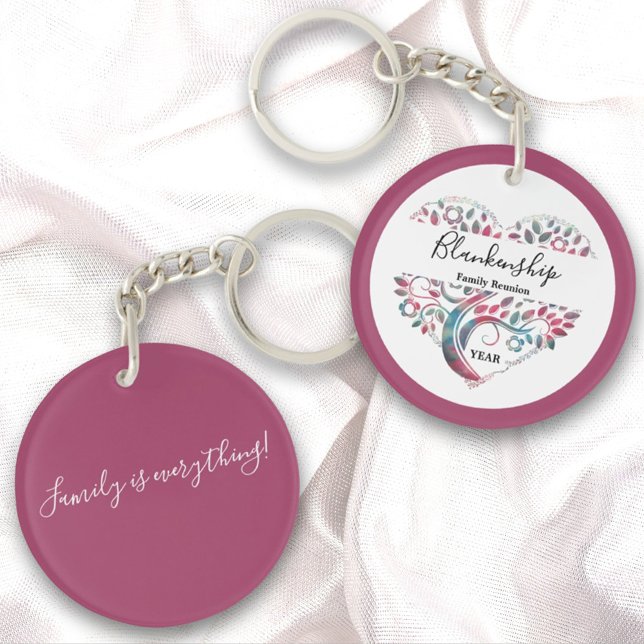 Heart Shaped Tree Family Reunion Template  Key Ring (Creator Uploaded)