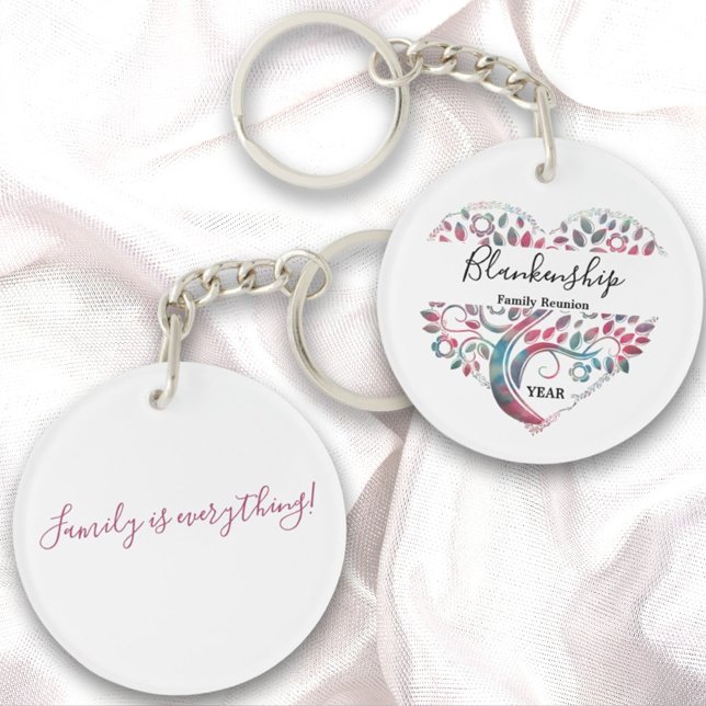 Heart Shaped Tree Family Reunion Template  Keychai Key Ring (Creator Uploaded)