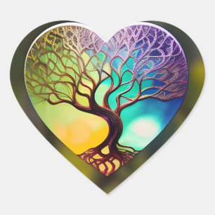 Heart shaped Tree Of Life Ornament Heart Sticker