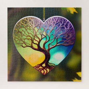 Heart shaped Tree Of Life Ornament Jigsaw Puzzle
