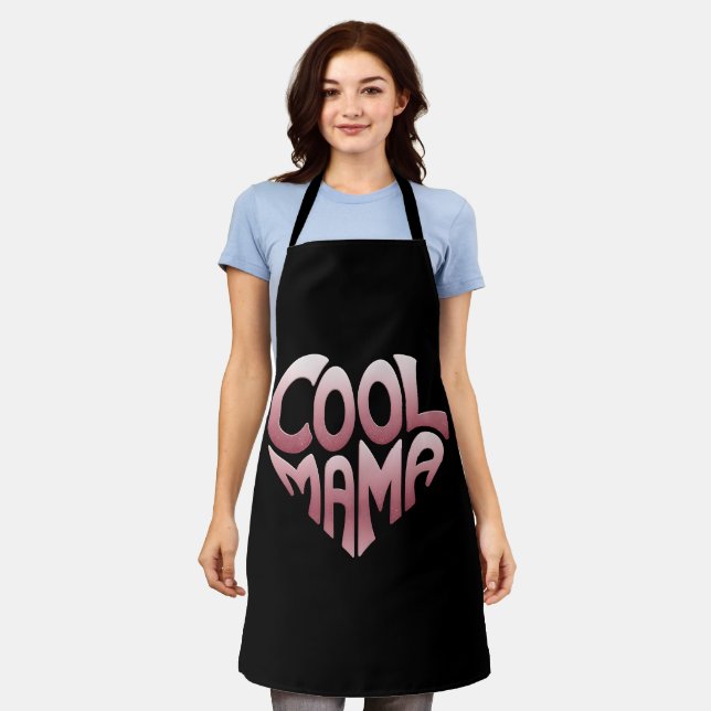 Heart-Shaped Typography: COOL MAMA Apron (Worn)