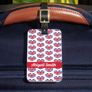Heart Shaped UK Flag / Union Jack Personalised Luggage Tag