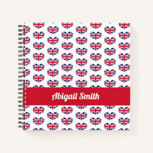 Heart Shaped UK Flag / Union Jack Personalised Notebook