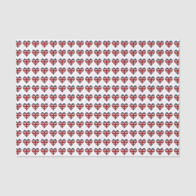 Heart Shaped Union Jack Flag Tissue Paper (Front)