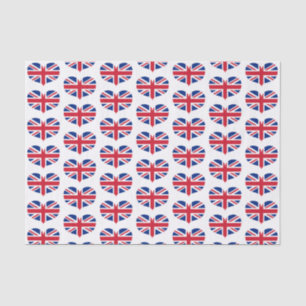 Heart Shaped United Kingdom Flags / Union Jack Tissue Paper