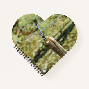 Heart-shaped unlined notebook with dragonfly photo