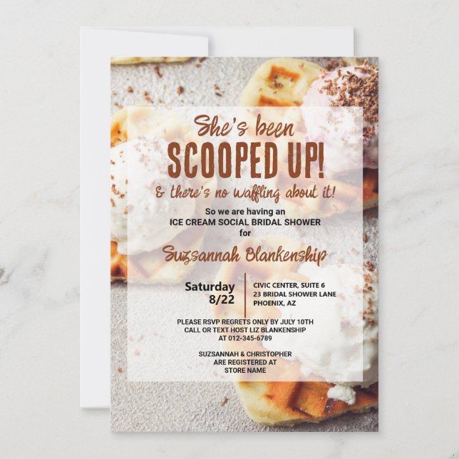Heart Shaped Waffle Ice Cream Scoop Bridal Shower Invitation (Front)