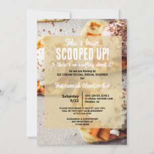 Heart Shaped Waffle Ice Cream Scoop Bridal Shower Invitation