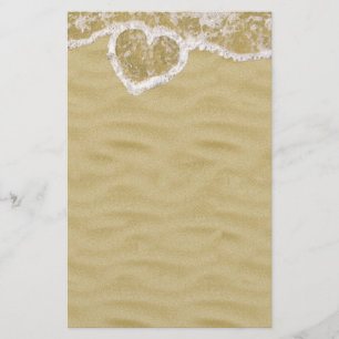 Heart-Shaped Water Bubbles on the Beach Stationery