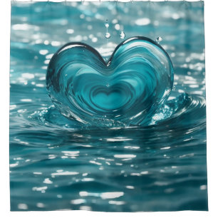 "Heart-Shaped Water Splash" Shower Curtain