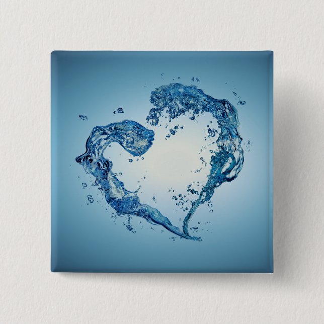 Heart-Shaped Water Splashes 15 Cm Square Badge (Front)