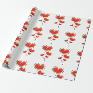 Heart Shaped Watermelon Ballons  Wrapping Paper
