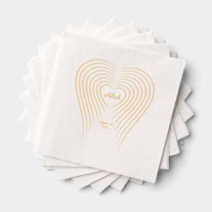 Heart Shaped Wedding Name and Date Foil Napkins