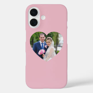 Heart Shaped Wedding Photo Pink iPhone 16 Case