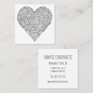 Heart Shaped Word Collage Square Chiropractic Business Card