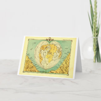 Heart Shaped World Map Blank Notecard
