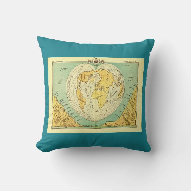 Heart shaped world map pillow (Front)
