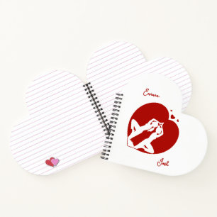 Heart-Shaped Yoga Couple Personalised  Notebook