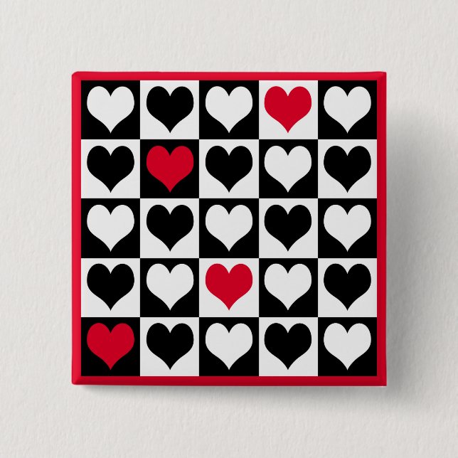 Heart shapes 15 cm square badge (Front)