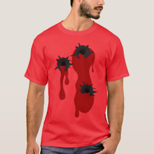 Heart Shot Bullet Hole Gamer Halloween Gangster bo T-Shirt