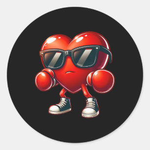 Heart Showing Boxing Skills Boxing Lovers Valentin Classic Round Sticker
