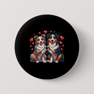 Heart Sign Hand Australian Shepherd Valentine Dog 6 Cm Round Badge