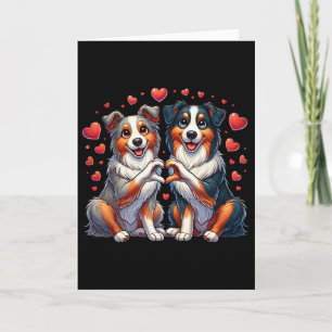 Heart Sign Hand Australian Shepherd Valentine Dog  Card