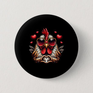 Heart Sign Hand Chicken Kids Mens Womens Chicken V 6 Cm Round Badge