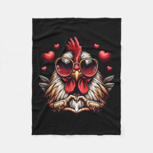 Heart Sign Hand Chicken Kids Mens Womens Chicken V Fleece Blanket