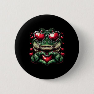 Heart Sign Hand Crocodile Mens Womens Crocodile Va 6 Cm Round Badge