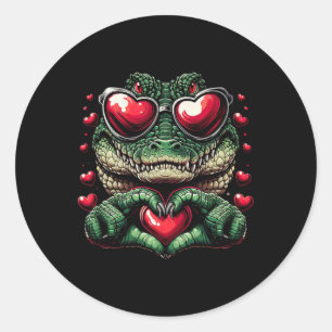 Heart Sign Hand Crocodile Mens Womens Crocodile Va Classic Round Sticker
