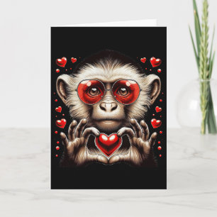 Heart Sign Hand Monkey Kids Mens Womens Monkey Val Card