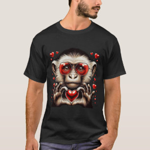 Heart Sign Hand Monkey Kids Mens Womens Monkey Val T-Shirt