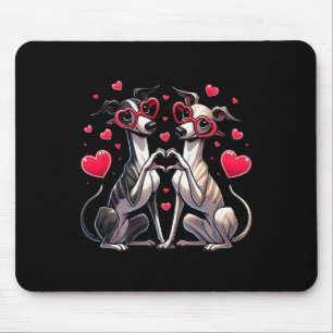 Heart Sign Hand Whippet Valentine Dog Womens Mens Mouse Mat