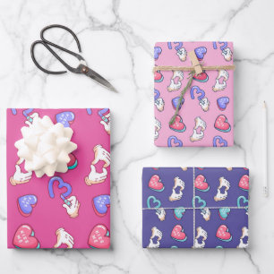 Heart Sign Love Doodle Cute Valentines Day Wrapping Paper Sheet