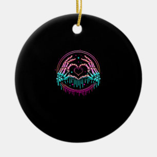 Heart Sign Skeleton Hand - Spooky Skeleton Hallowe Ceramic Tree Decoration