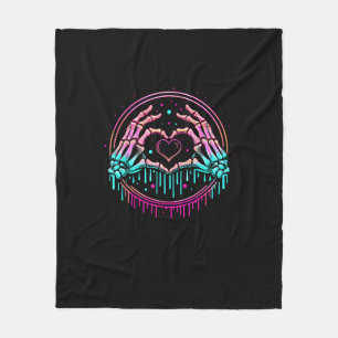 Heart Sign Skeleton Hand - Spooky Skeleton Hallowe Fleece Blanket