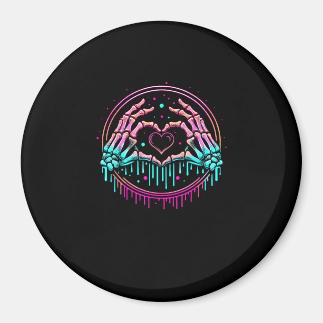 Heart Sign Skeleton Hand - Spooky Skeleton Hallowe Magnet (Front)