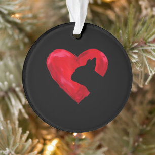 Heart Silhouette Valentines Day French Bulldog Gif Ornament
