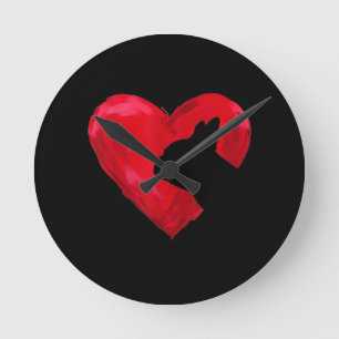 Heart Silhouette Valentines Day French Bulldog Gif Round Clock