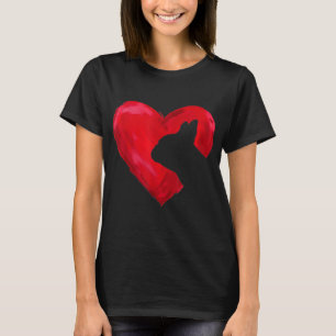 Heart Silhouette Valentines Day French Bulldog Gif T-Shirt