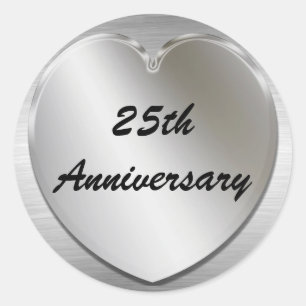 Heart Silver Anniversary Stickers