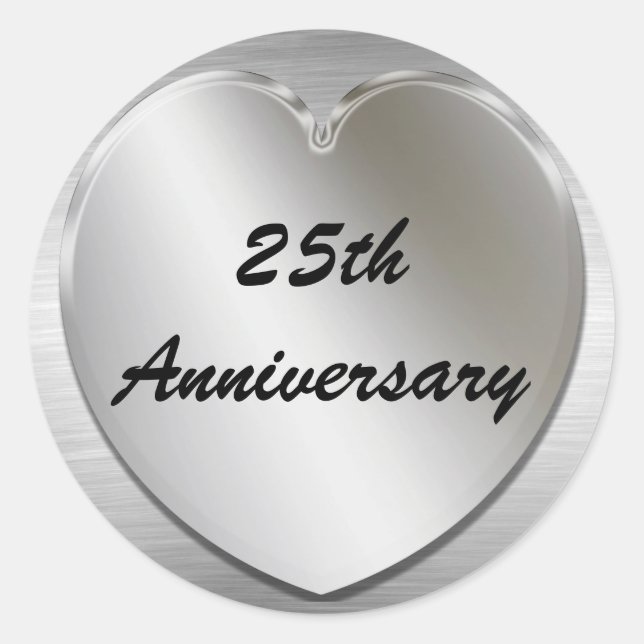 Heart Silver Anniversary Stickers (Front)