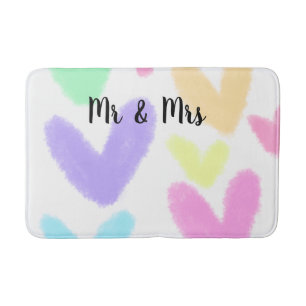 Heart simple minimal text style wedding Mr & mrs c Bath Mat